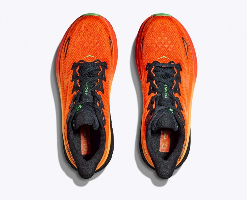 Dark Orange / Black Men's HOKA Clifton 9 Running Shoes | SUI512780