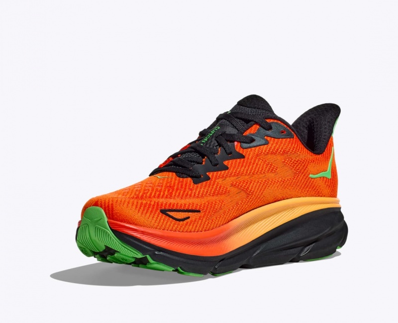 Dark Orange / Black Men's HOKA Clifton 9 Running Shoes | SUI512780