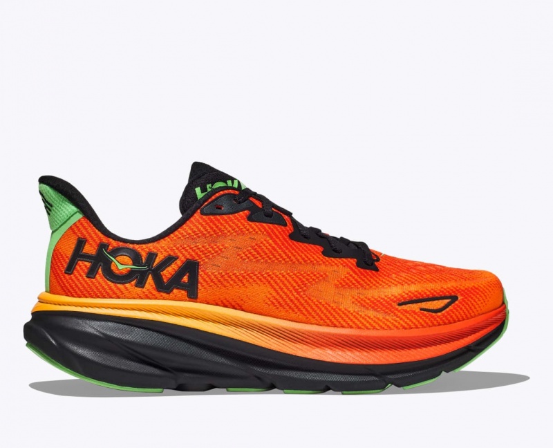 Dark Orange / Black Men\'s HOKA Clifton 9 Running Shoes | SUI512780