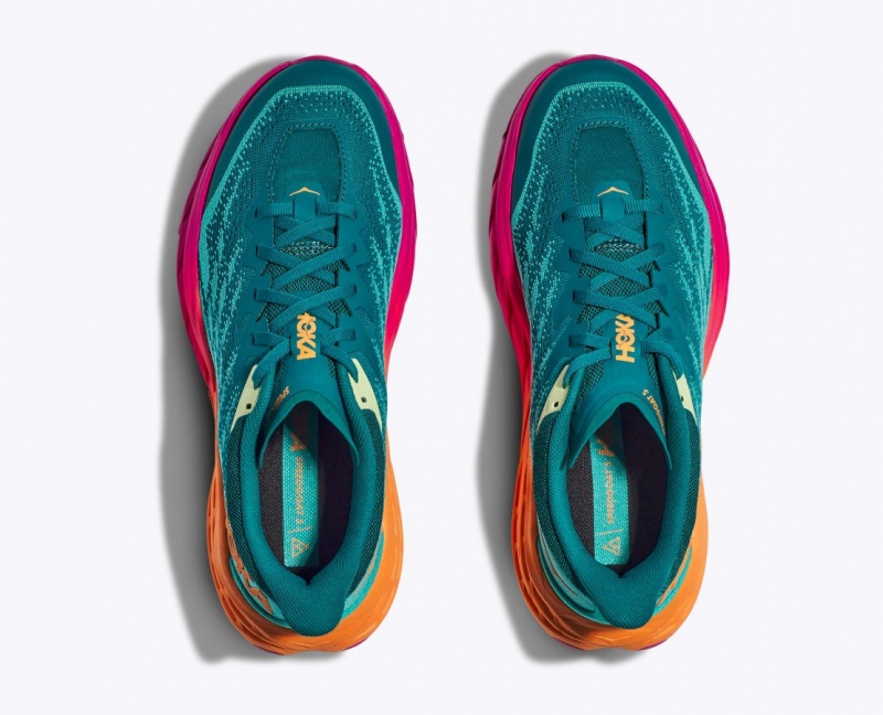 Dark Turquoise / Pink / Orange Men's HOKA Speedgoat 5 Trail Running Shoes | RMO864257