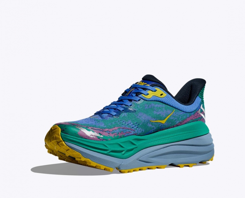 Green / Blue Men's HOKA Stinson 7 Trail Running Shoes | MVQ128735