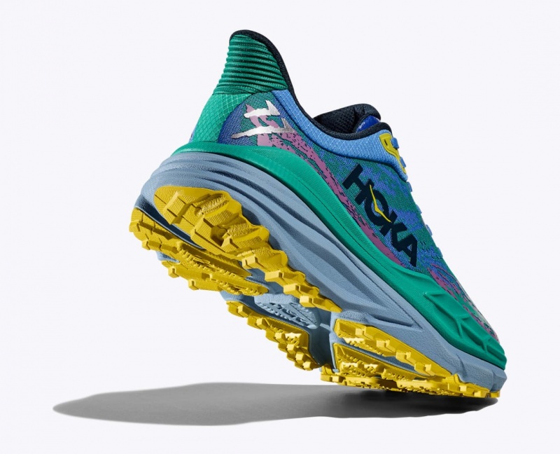 Green / Blue Men's HOKA Stinson 7 Trail Running Shoes | MVQ128735