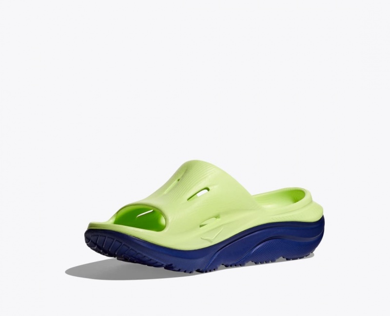 Green / Navy Kids' HOKA Ora Recovery 3 Slides | KVY210596