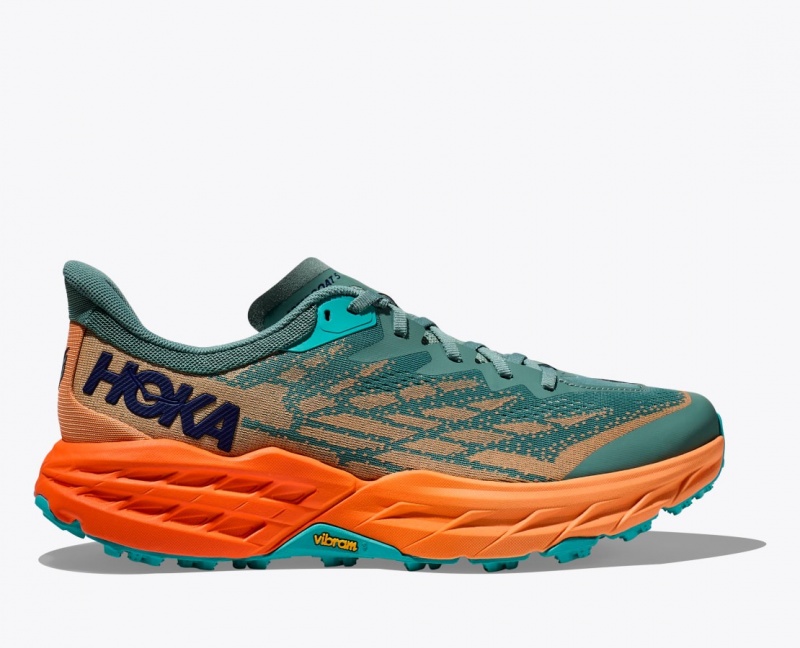 Green / Orange Men\'s HOKA Speedgoat 5 Trail Running Shoes | OGX718036