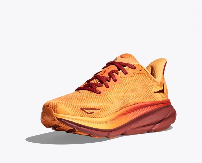 Orange / Dark Red Men's HOKA Clifton 9 Running Shoes | XIV975086