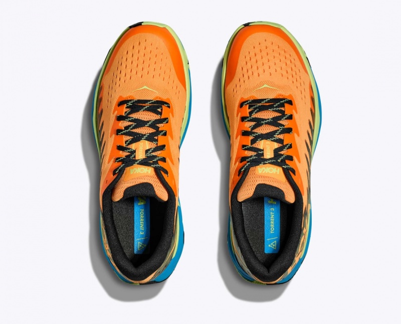 Orange / Green Men's HOKA Torrent 3 Trail Running Shoes | QKX830196