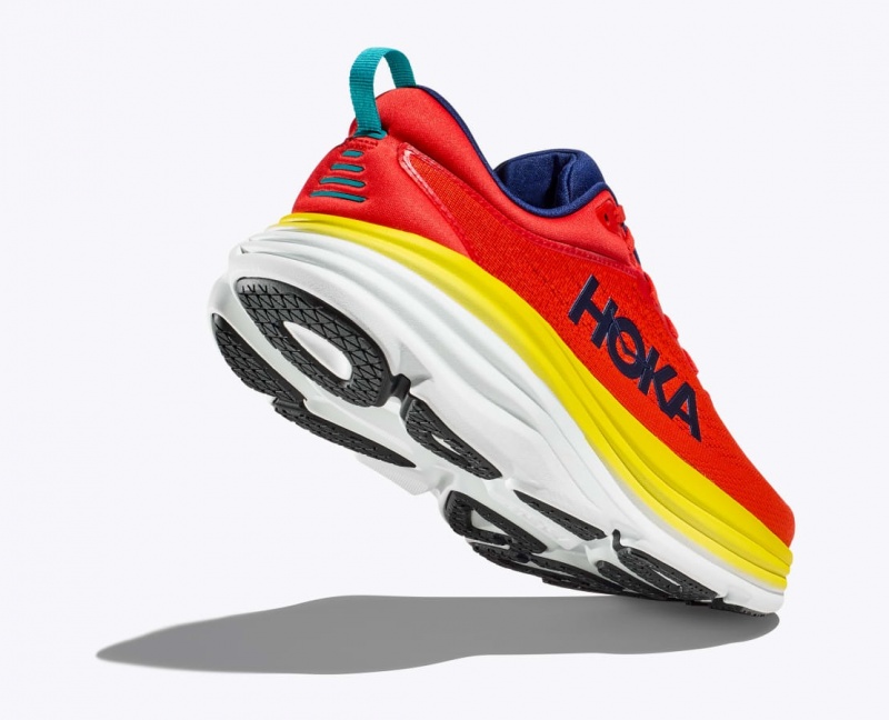 Red / Yellow Men's HOKA Bondi 8 Running Shoes | OJX482753