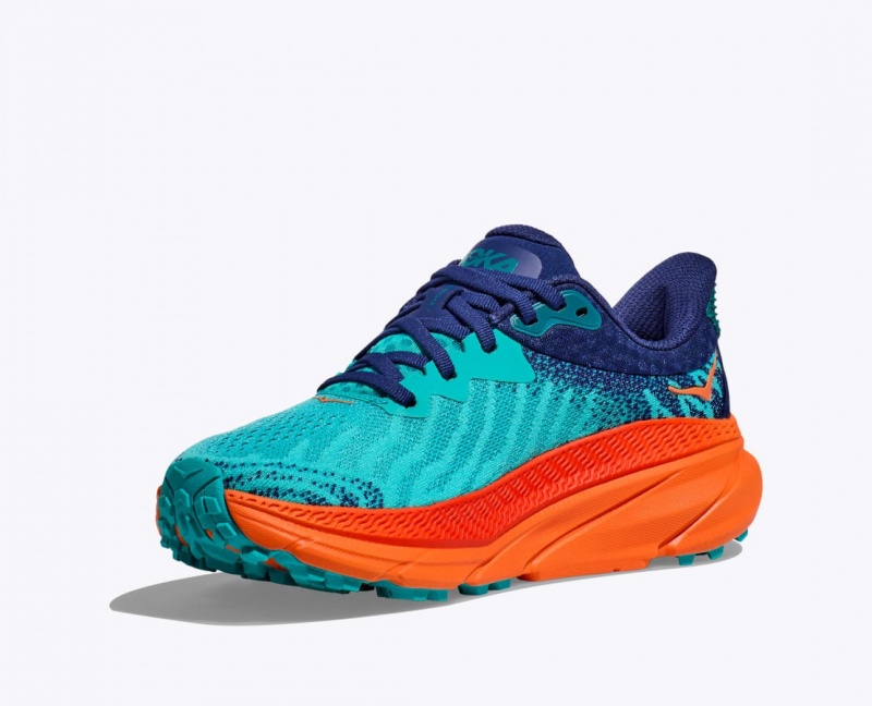 Turquoise / Orange Men's HOKA Challenger 7 Trail Running Shoes | NTX367510