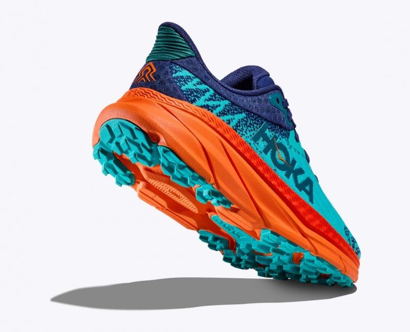 Turquoise / Orange Men's HOKA Challenger 7 Trail Running Shoes | NTX367510