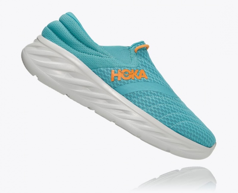 Turquoise / White Men's HOKA Ora Recovery 2 Slip On Shoes | LVB401837