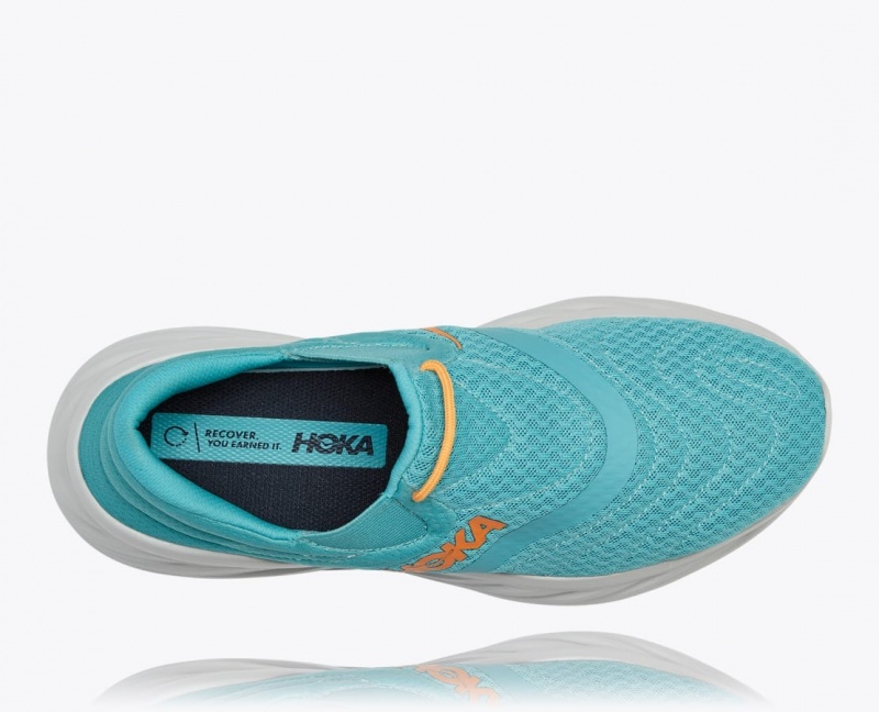 Turquoise / White Men's HOKA Ora Recovery 2 Slip On Shoes | LVB401837