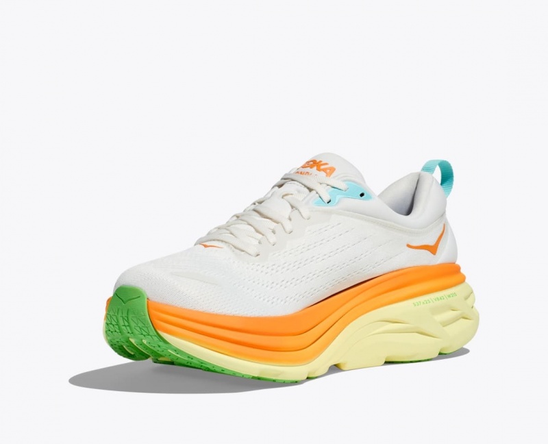 White / Orange Men's HOKA Bondi 8 Running Shoes | LFK619845