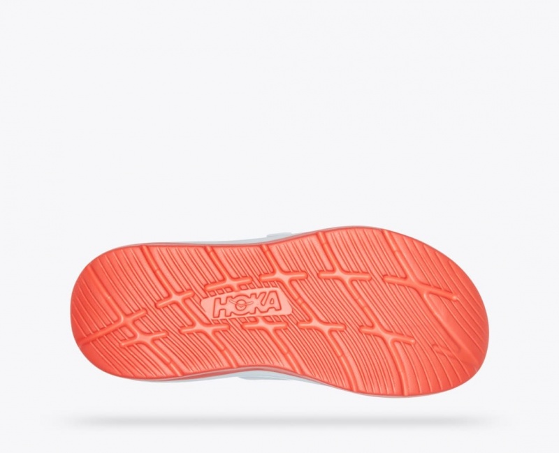 White / Orange / Blue Men's HOKA Ora Luxe Slide | LAR716908